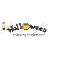 Halloween Sign with Big Pumpkin Embroidery Design